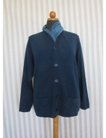 Knitted Cardigan with Pockets - Blue