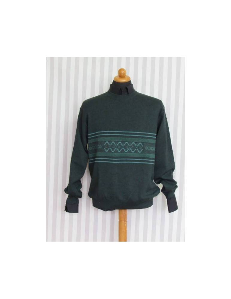 Mens Jacquard Sweater - Green 455