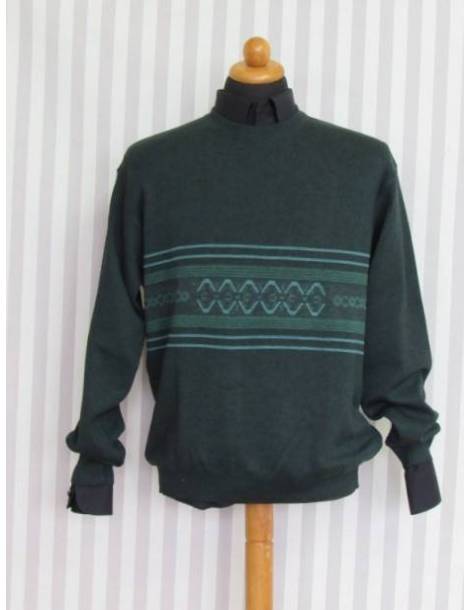 Mens Jacquard Sweater - Green 455