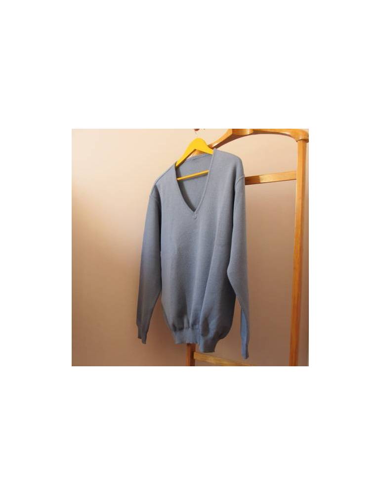 V-Neck Knit Pullover - Air Force Blue