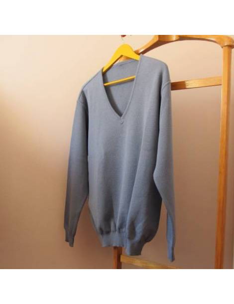 V-Neck Knit Pullover - Air Force Blue