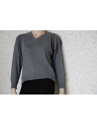Γυναικείο πλεκτό V-neck πουλόβερ- Γκρι