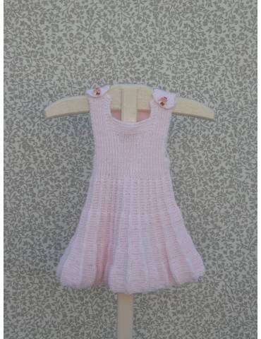 Handknitted girl dress - pink