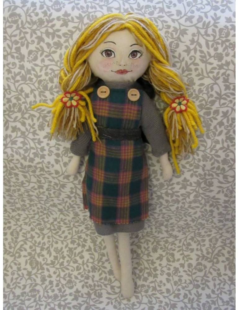 Grey Dress Fabric Doll
