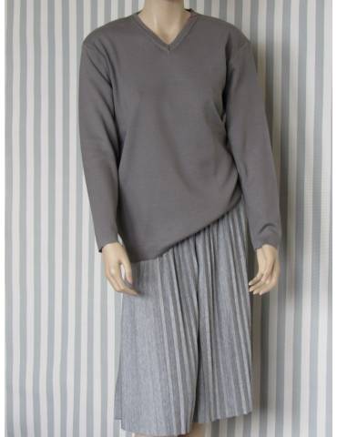 V-neck Knit Blouse - Grey