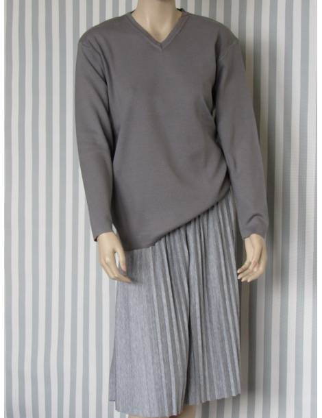 V-neck Knit Blouse - Grey