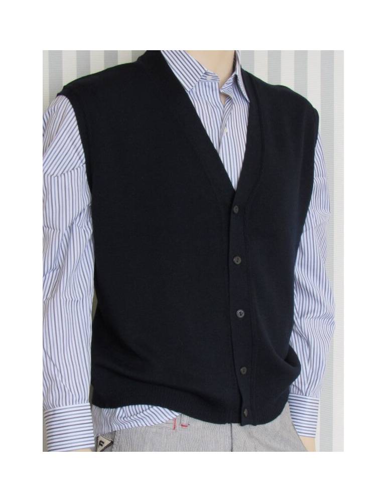 Sleeveless V-neck Cardigan - Blue