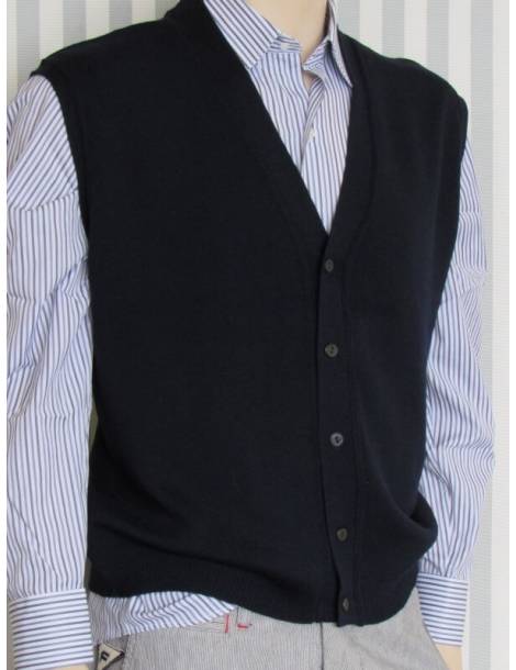 Sleeveless V-neck Cardigan - Blue