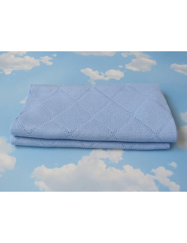 Diamond Knit Baby Blanket - Baby Blue