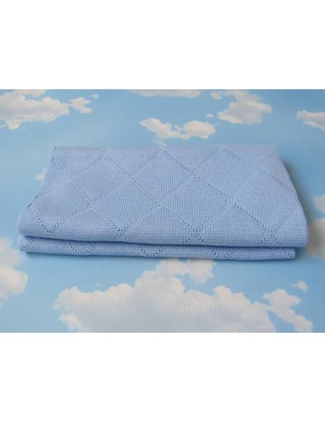 Diamond Knit Baby Blanket - Baby Blue