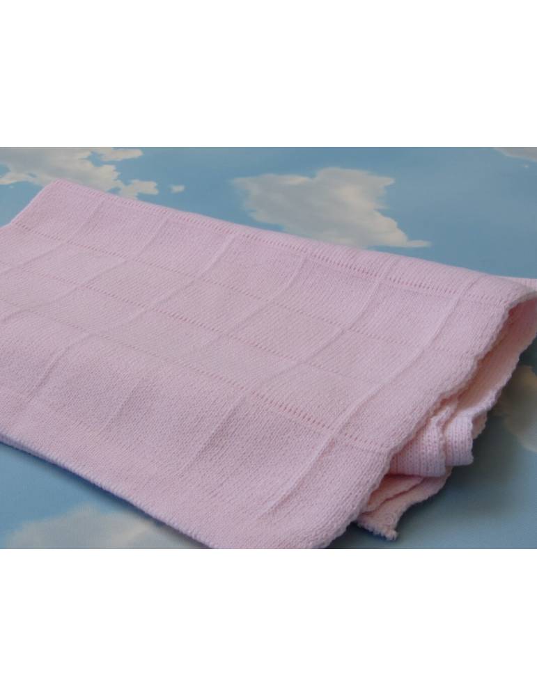 Square Knit Baby Blanket - Pink