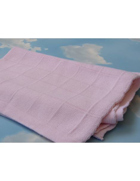 Square Knit Baby Blanket - Pink