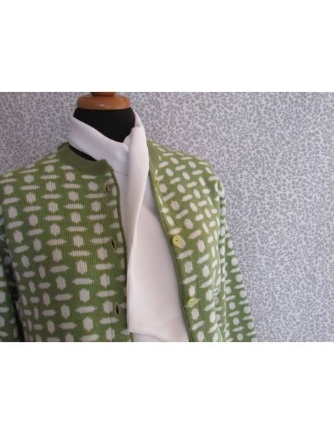 Jacquard Button Down Cardigan - Green/White
