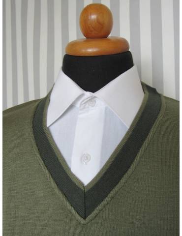 Men's V-Neck Long Sleeve Sweater - Olive Green