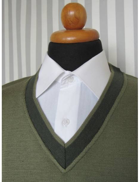 Men's V-Neck Long Sleeve Sweater - Olive Green