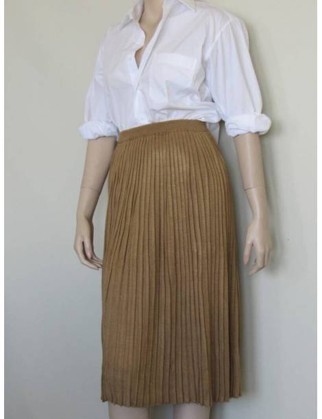 Knit Pleated Skirt - Golden Beige
