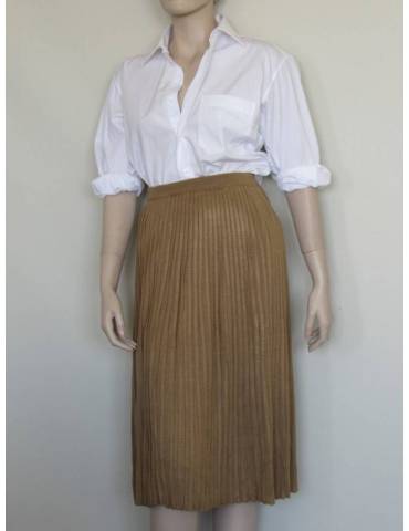 Knit Pleated Skirt - Golden Beige
