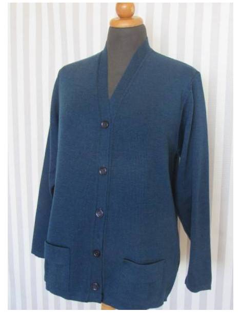 Knitted Cardigan with Pockets - Blue